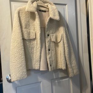 Zara faux sheepskin white jacket